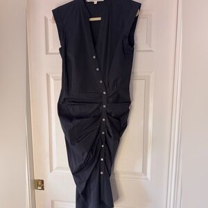 Veronica Beard Black Ruched Sheath Midi Dress